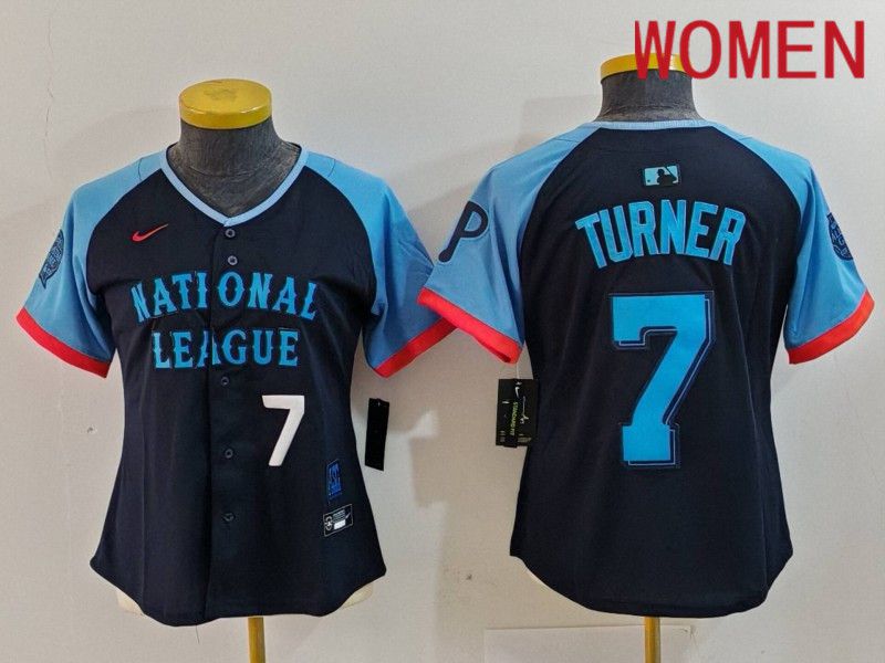 Women Philadelphia Phillies #7 Turner Blue All star 2024 Nike MLB Jersey style 2->women mlb jersey->Women Jersey